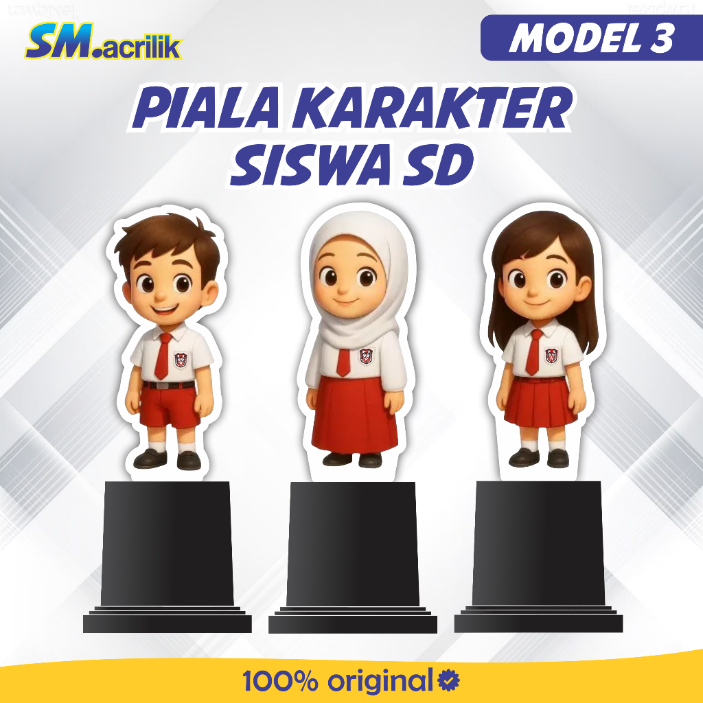 PIALA AKRILIK ANAK SD Model 3 | Piala Akrilik Kelulusan Sekolah - Piala Anak SD