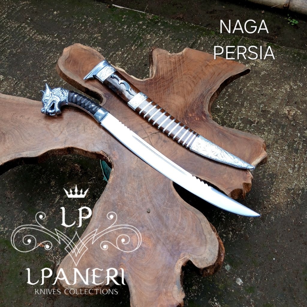 Lpaneri Naga Golok Cibatu Jambiya Persia Jumbo Baja sepuh Pisau Premium