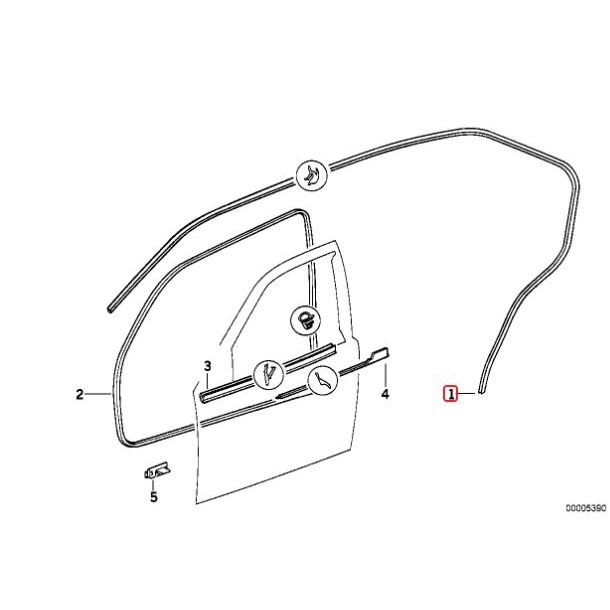 Original BMW E36 Roof Frame Weatherstrip Karet Seal Keliling Atap Pintu KANAN 51718174758