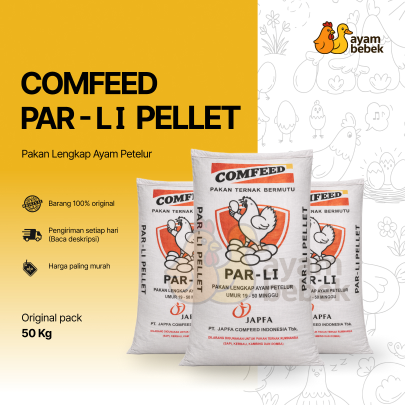 Comfeed PAR-L1 PELLET - Pakan Lengkap Ayam Petelur Umur 19–50 Minggu | GROSIR 20KG - 50KG | AyamBebe