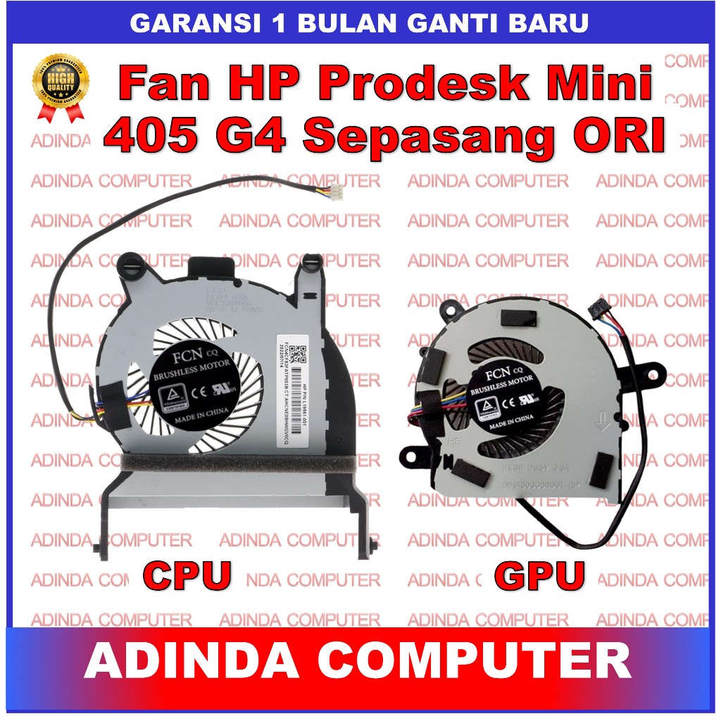 Kipas Fan HP Prodesk Mini 405-G4 705-G5 EliteDesk 800-G3 800-G4 800-G5 CPU Besar GPU Kecil ORI