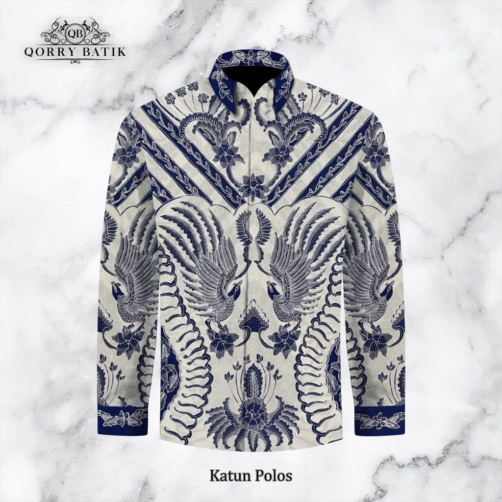 KAIN KEMEJA BATIK TULIS KATUN POLOS motif SAWUNGGALING warna PUTIH HITAM