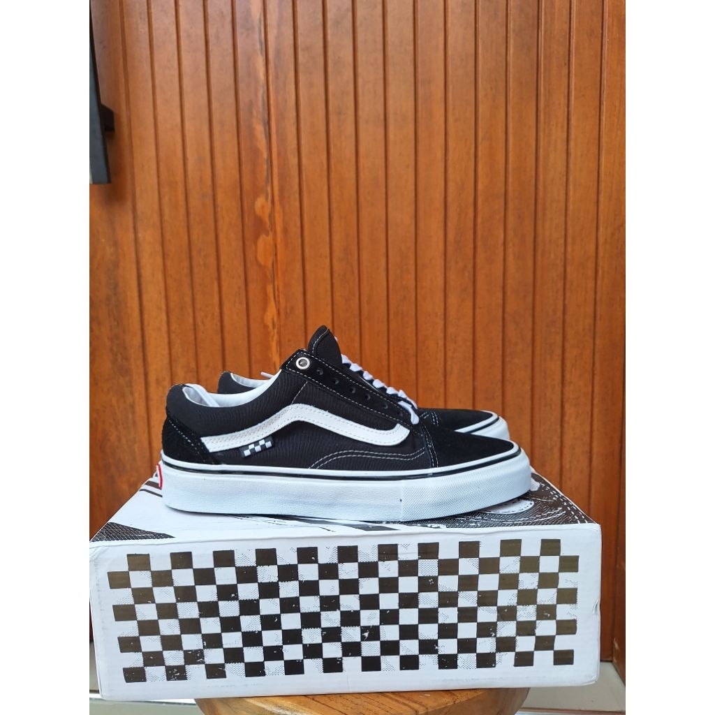 Sepatu Vans Old Skool Skate Pro Black White