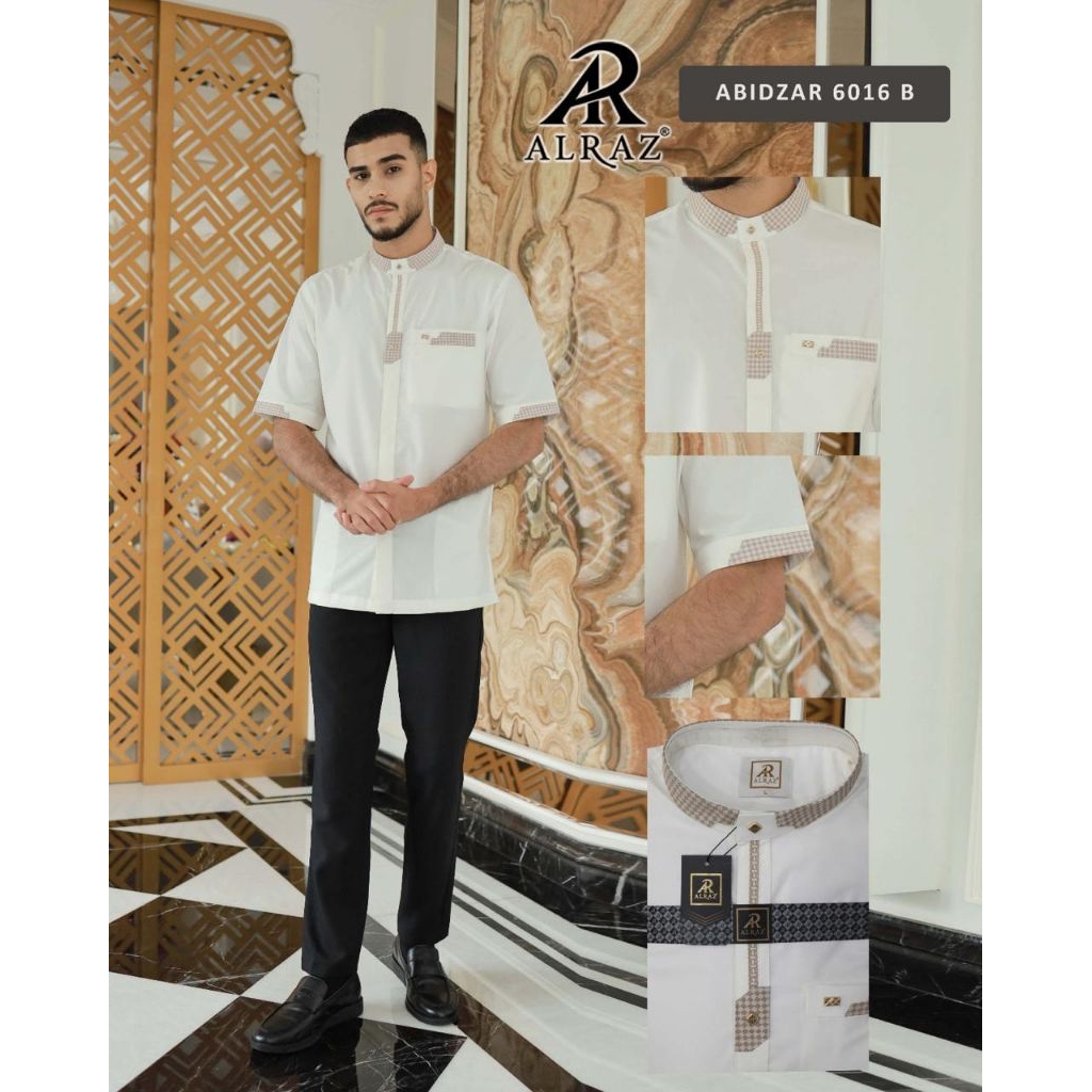 Al Raz Koko Pria Premium Putih Terbaru Lengan Pendek Baju Muslim Al Raz Koko Al Raz
