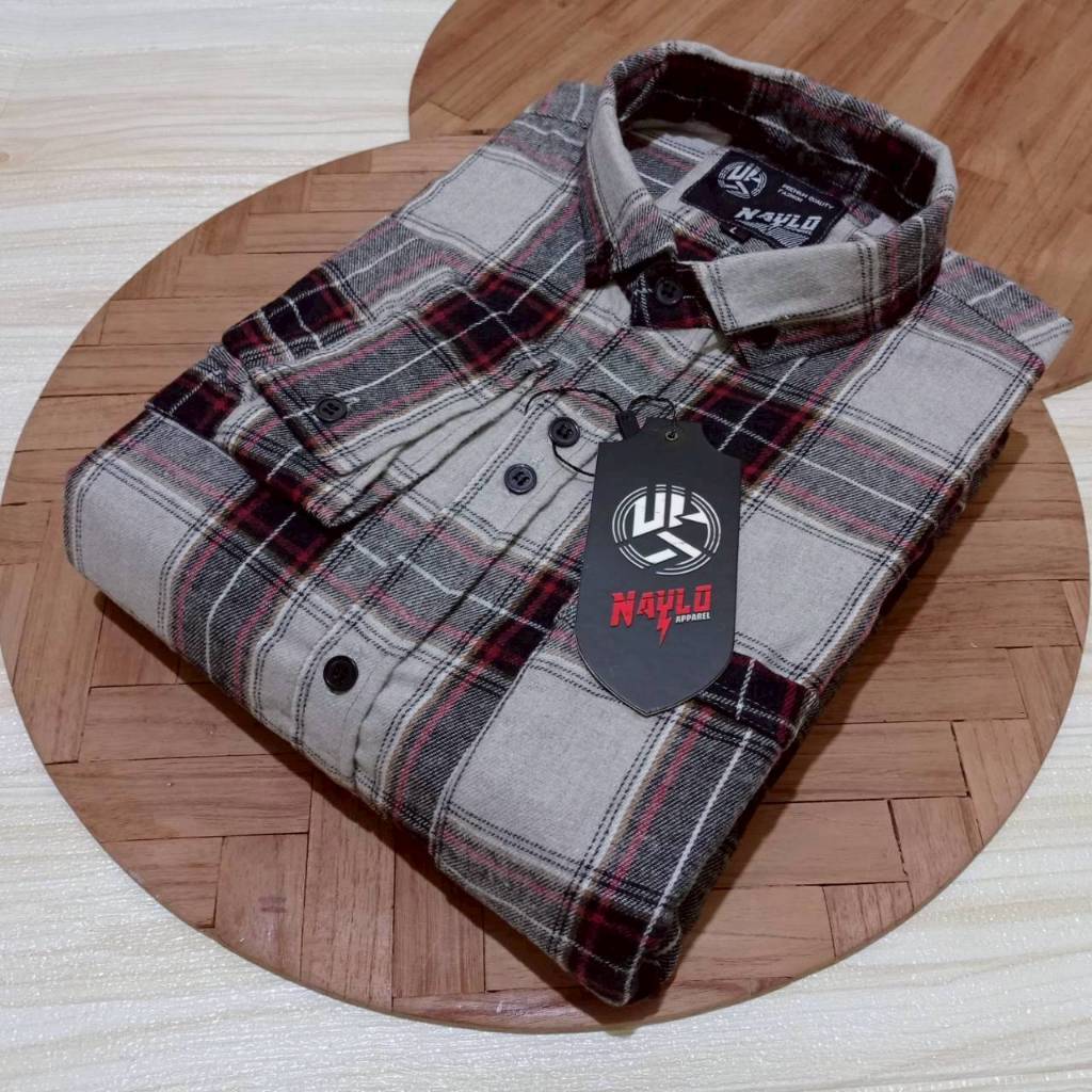 HS-Kemeja Stripe kotak Pria Dewasa Lengan Panjang premium Hem Salur kemeja Garis-garis Distro Cowok 