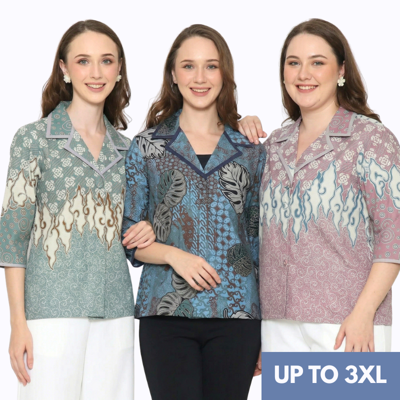 Blazer Batik Wanita - Atasan Batik - Bhatara Batik Kirei - Blazer Batik Modern Lengan Panjang