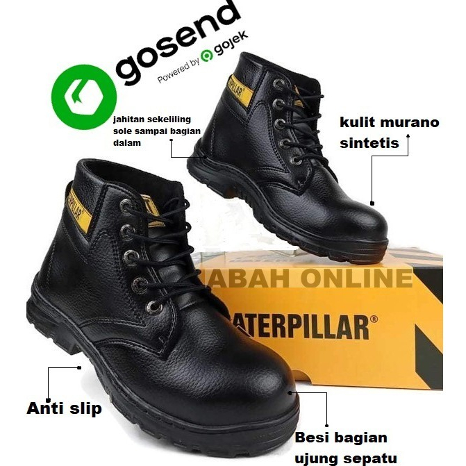 SEPATU SAFETY KERJA PROYEK PABRIK UJUNG BESI / SAFETY SHOES CATERPILLAR PRIA DAN WANITA / SEPATU KER