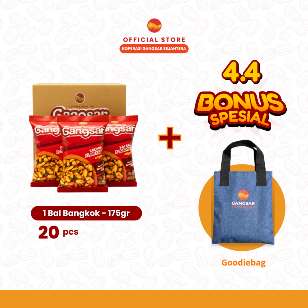 Grosir [Isi 20pcs] Gangsar  Kacang Panggang Ala Bangkok 175gr | Pedas Manis Dipanggang | Makanan Rin