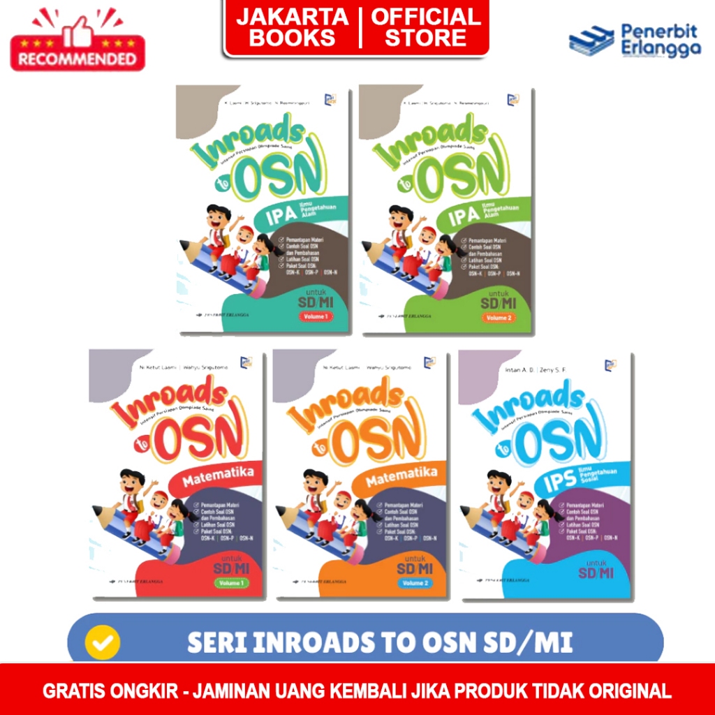 Buku Erlangga Persiapan Olimpiade Sains: Inroads To Osn Matematika Ipa Ips Sd/Mi Volume 1 & 2