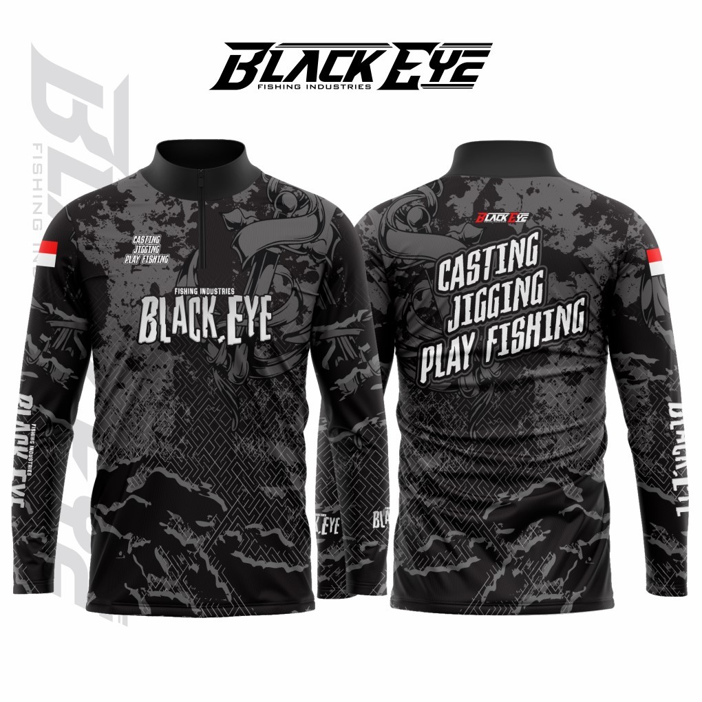 Jersey Mancing Premium Black Eye Lengan Panjang | Baju Fishing Dry Fit Anti UV | Kaos Mancing Distro