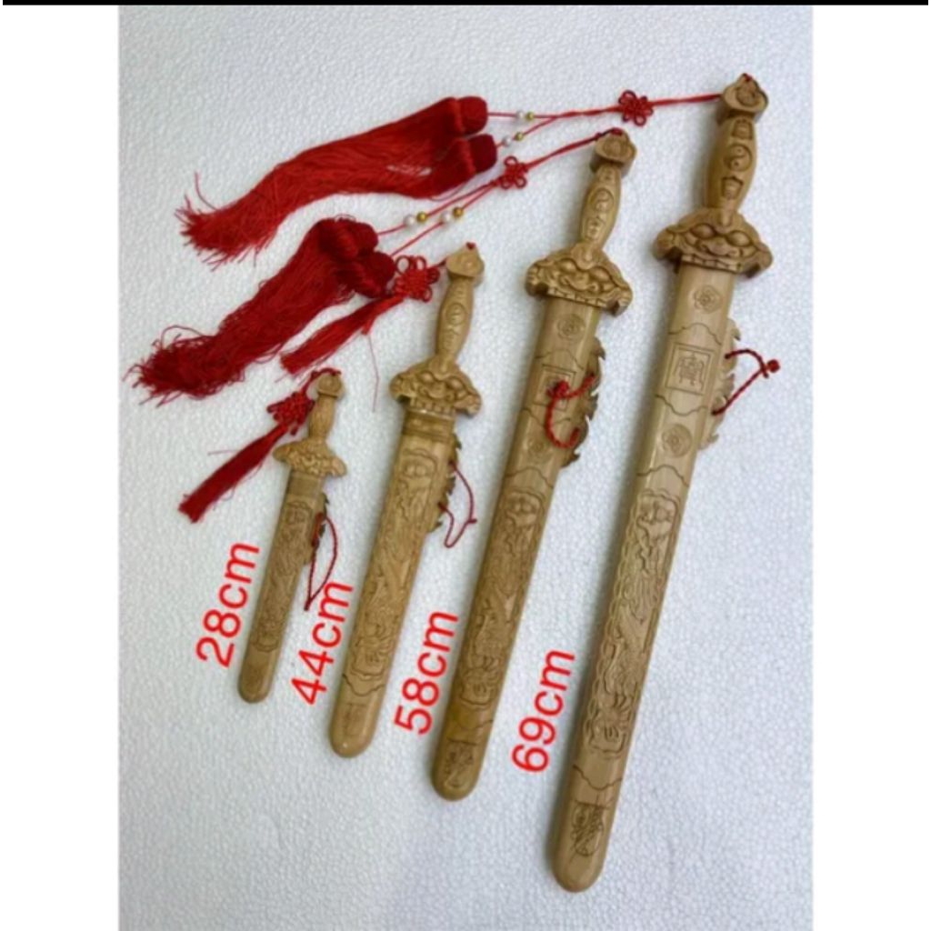 pedang kayu - motif naga - kayu - 7 bintang - 28 / 44 / 58 / 69cm