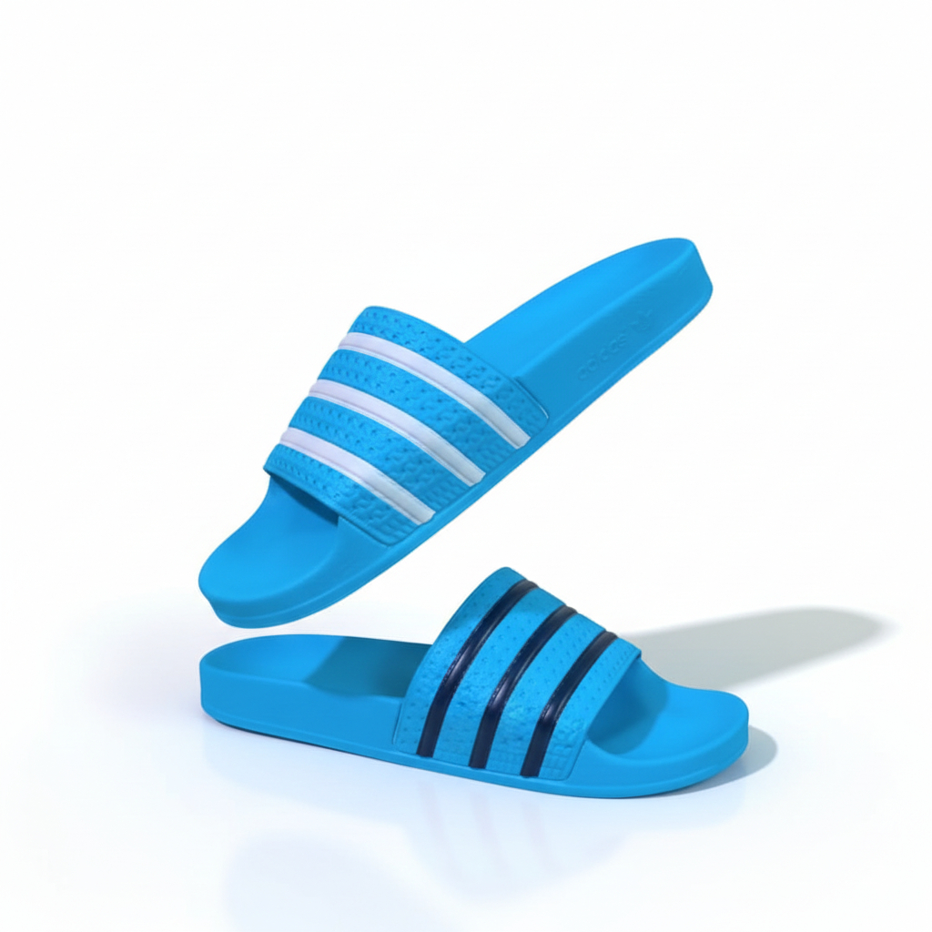 Adidas Casual Sandal Selop Pria Warna Sky Blue Garis Putih Terbaru 36-44