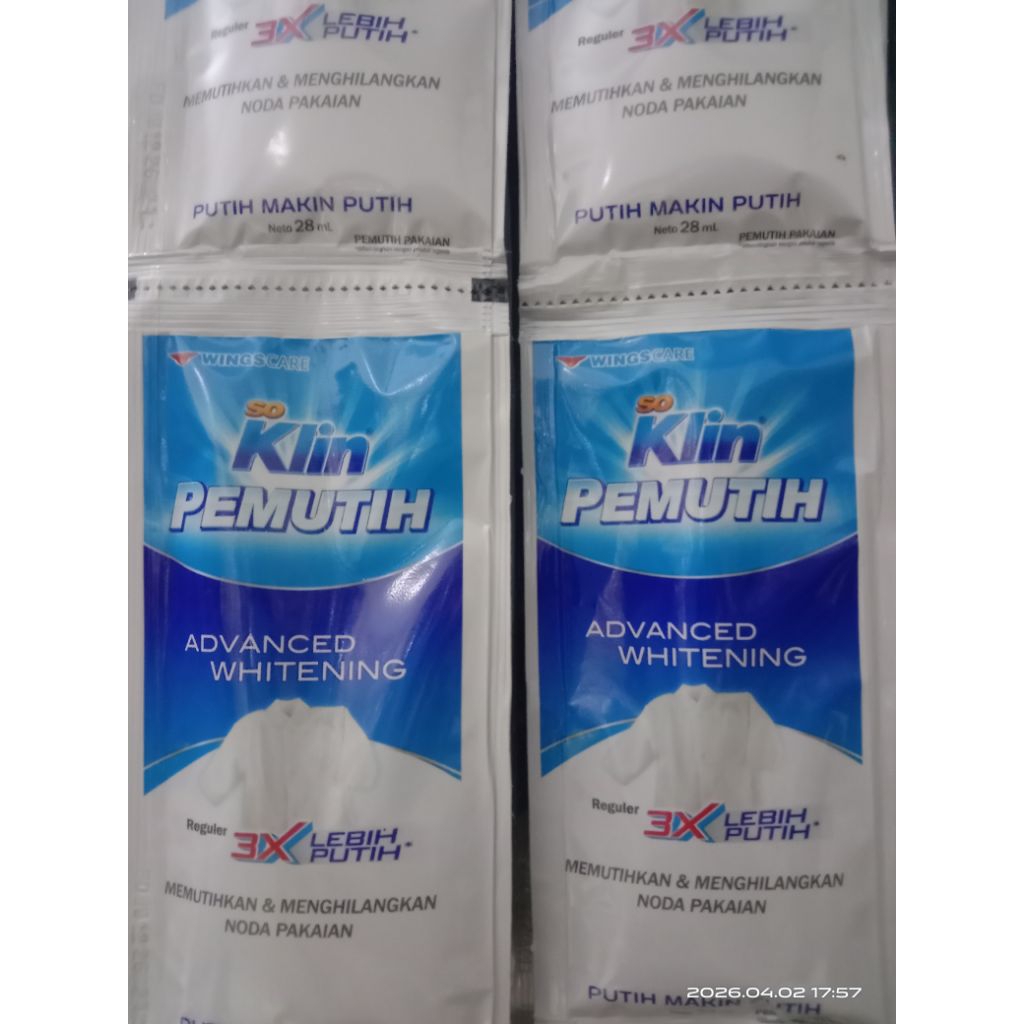 6 Sachet Soklin Pemutih Pakaian - Efektif Memutihkan, Desinfektan, Praktis Digunakan