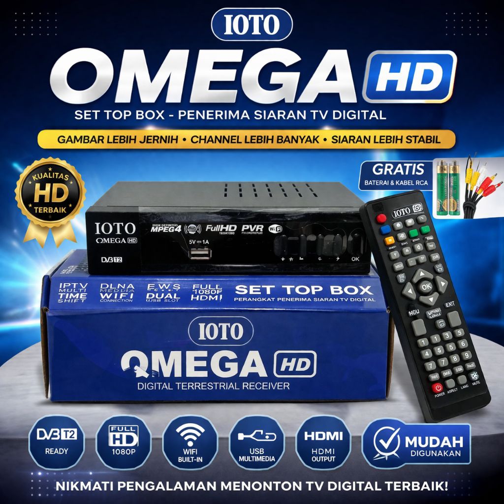 Set Top Box ioto Omega DVB-T2 -Penerima Siaran TV Digital
