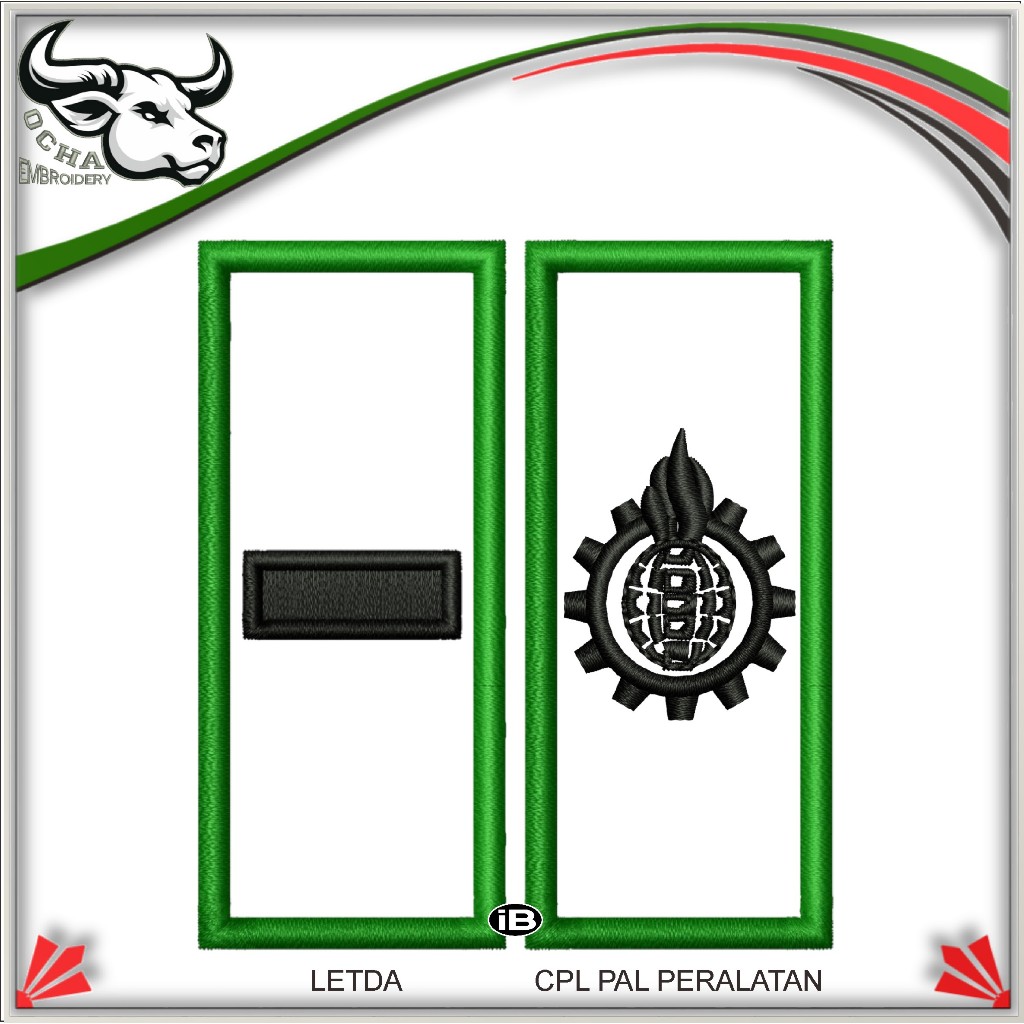 PANGKAT LETDA CPL PAL PERALATAN BREVET ATRIBUT BORDIR TNI EMBROIDERY / PERKERAS KAIN & MIKA OCHA