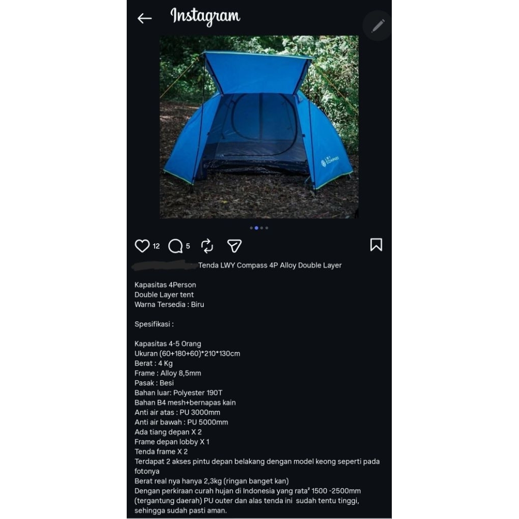 Tenda LWY Compass 4P Alloy Double Layer