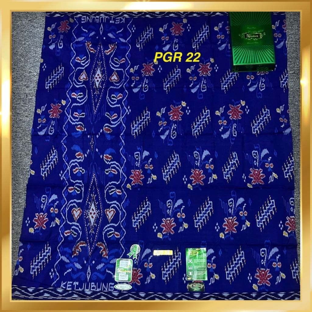 Sarung Ketjubung PGR Corak Pinggiran Kembang Grade Green Jahit Tengah Bukan Goyor