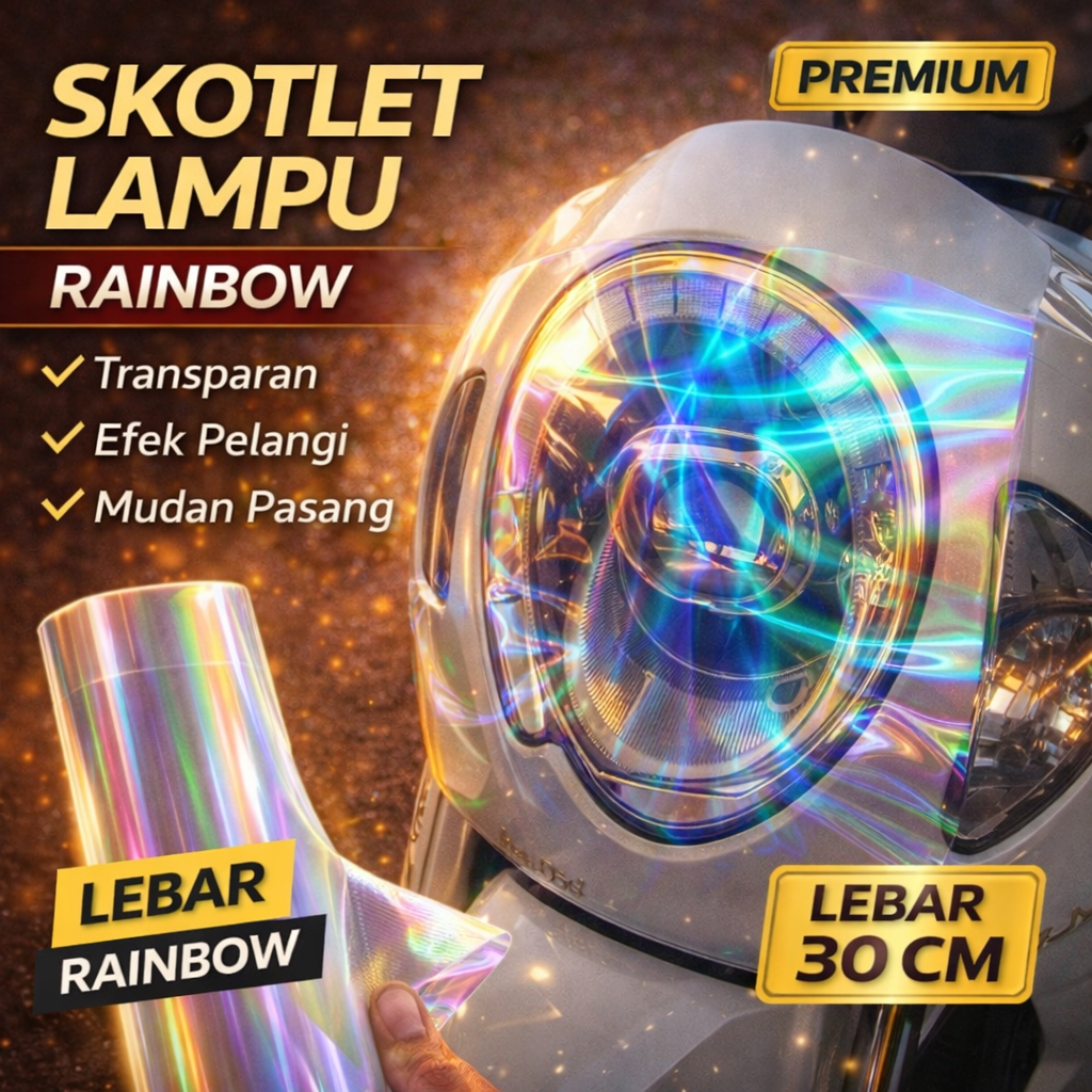 Sticker Stiker Headlamp Hybrid Skotlet Lampu Mobil Motor Lembayung Pelangi Kaca Film Lampu