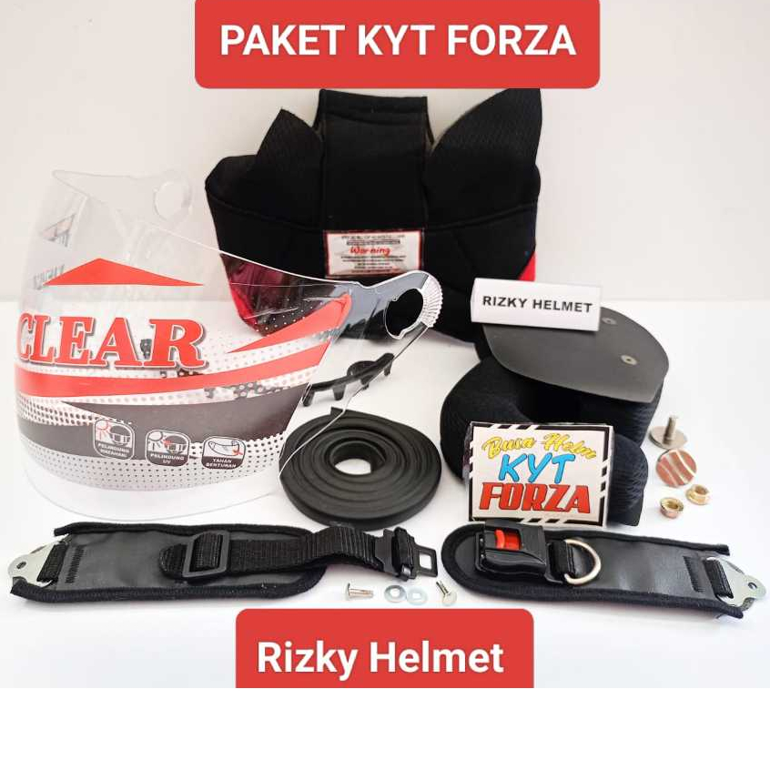 PAKET SPAREPART HELM KYT FORZA, Busa Helm KYT FORZA,  KACA HELM KYT FORZA + LIS KARET + TALI HELM + 