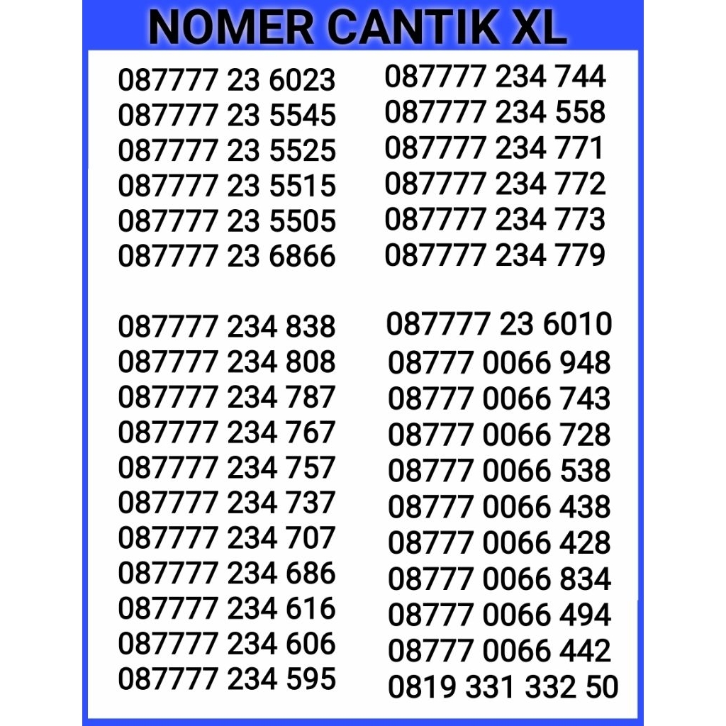 NOMER CANTIK KARTU PERDANA XL KWARTET MURAH COD