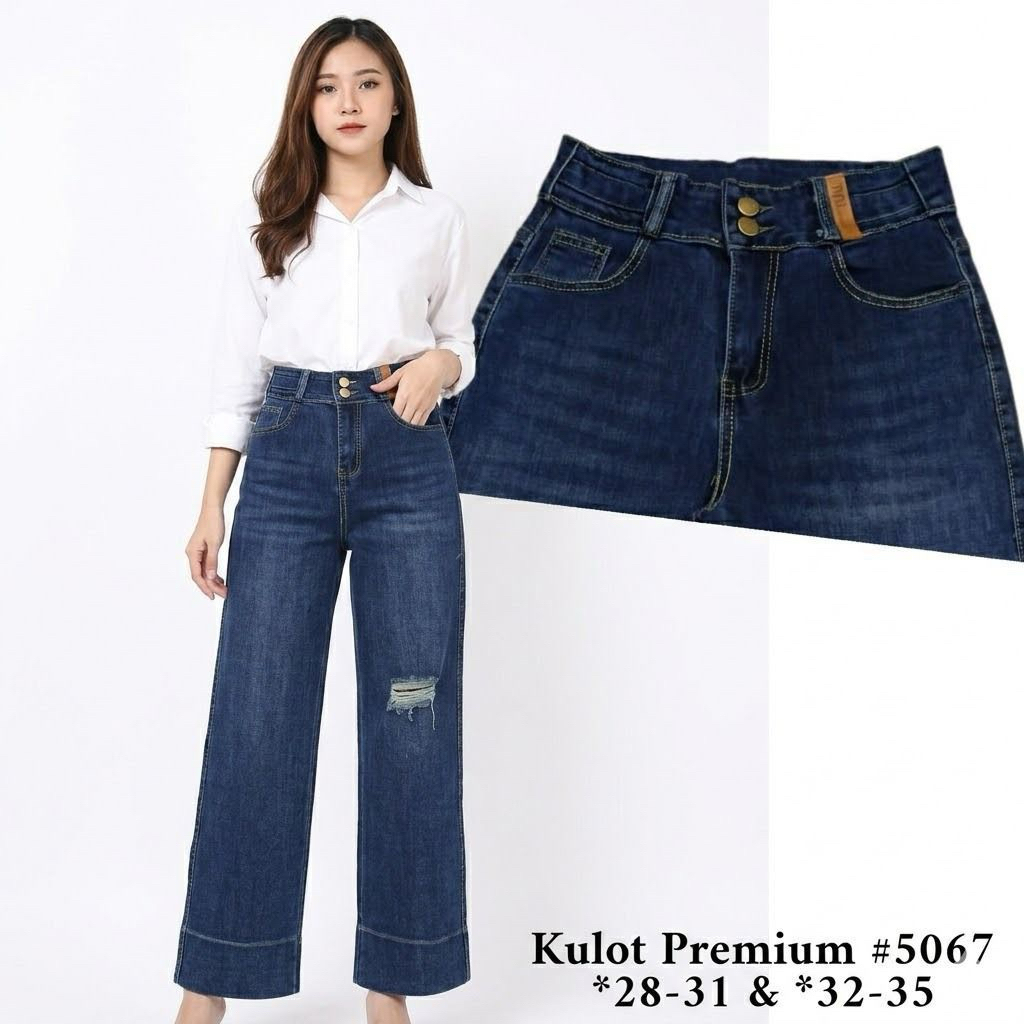 ARB233 - YNL - 5067 - Jumbo Celana Jeans Kulot Sobek