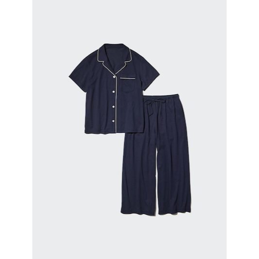 UNIQLO WOMEN AIRism Katun Piyama Lengan Pendek Celana Panjang Wanita JASTIP BATBOY