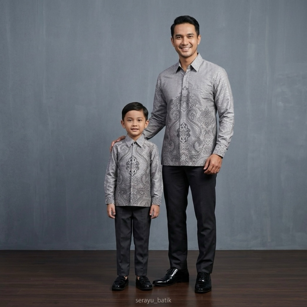 Batik Dobby Couple Bapak Dan Anak Dobby Premium Batik Pasangan Ayah Dan Anak Lengan Panjang Warna Si
