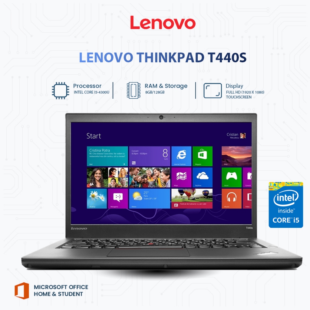 Lenovo ThinkPad T440s / T450s | Core i5 | RAM 8GB/16GB | SSD 128GB–512GB | 14” FHD Touchscreen | Lap