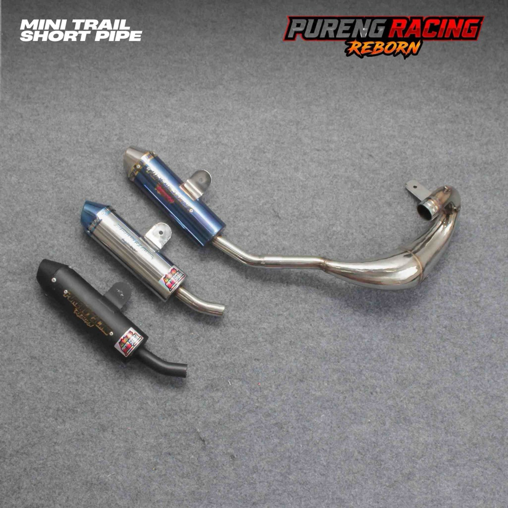 PURENG RACING REBORN - KNALPOT MINI TRAIL TYPE SHORT PIPE SERIES  50 CC & 65 CC FULL SET FULL SYSTEM