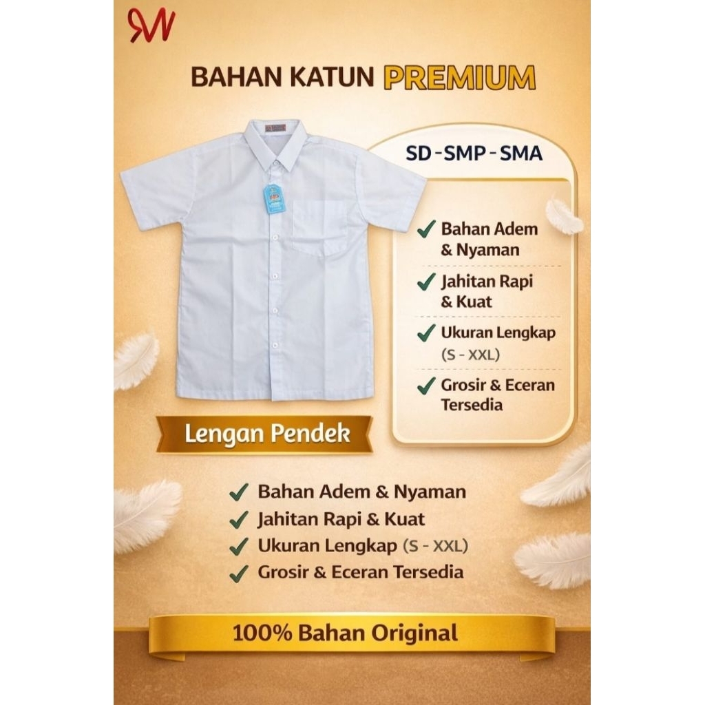 (Toko RN) SERAGAM SEKOLAH MEREK LUMAYAN HEM PUTIH LENGAN PENDEK
