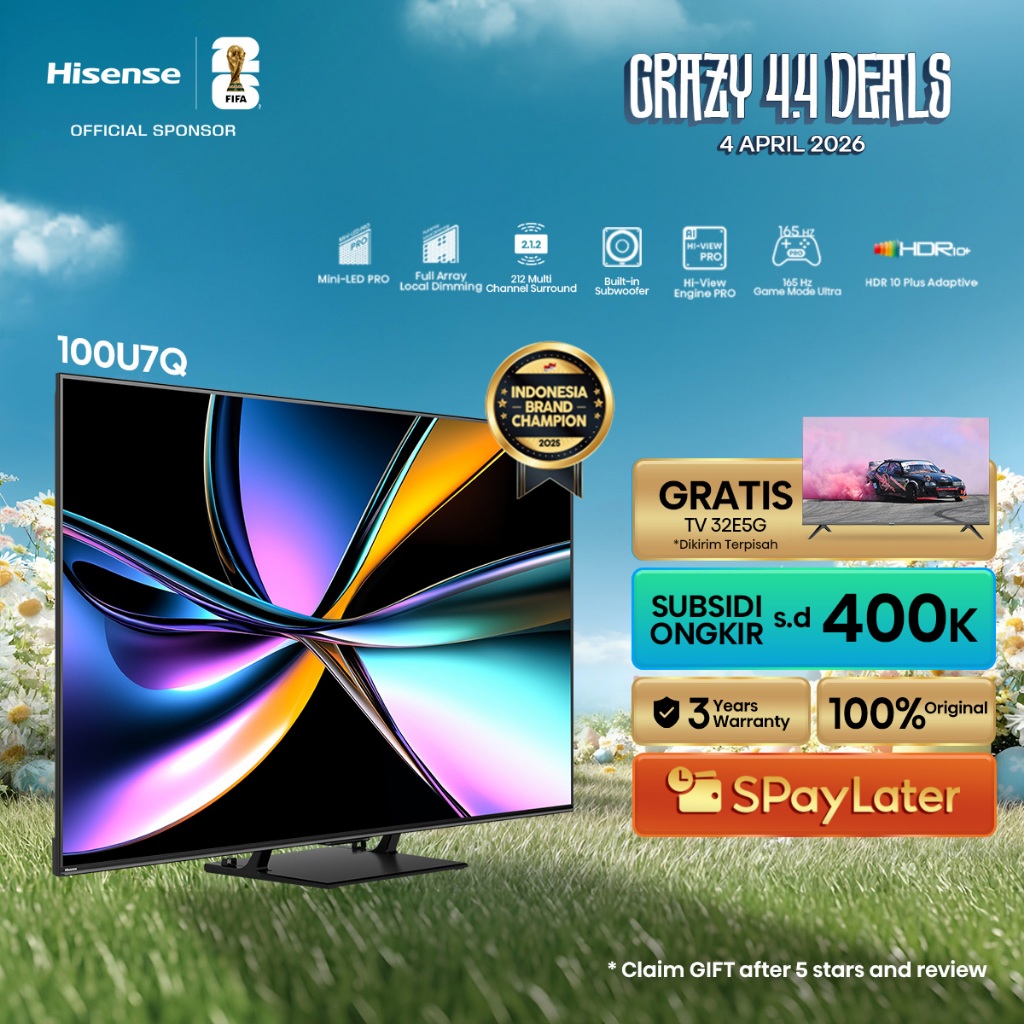 (BELI TV GRATIS TV) Hisense TV 100U7Q Vidaa Smart TV ULED MiniLED Pro 100 inch Hi View AI Engine Pro