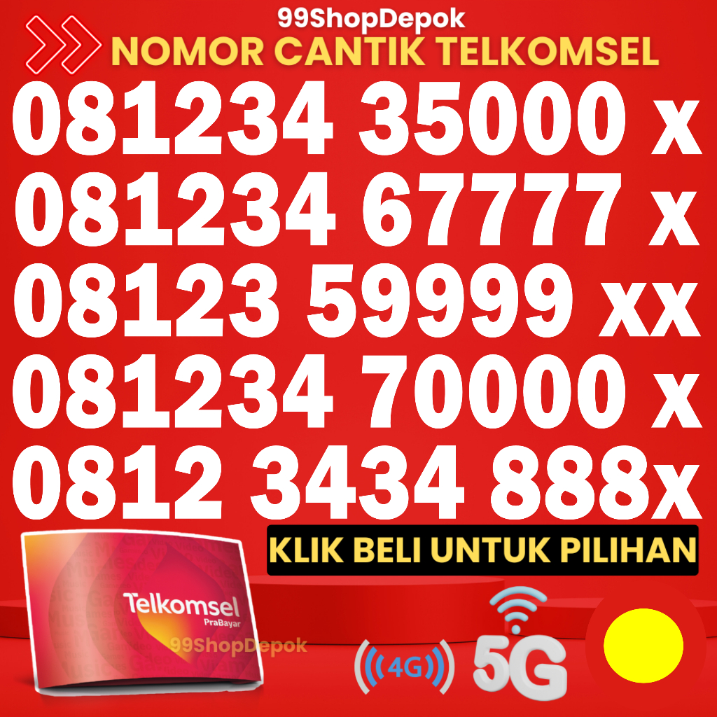 Kartu Perdana Nomor Cantik Telkomsel Simpati KODE 65.3 - Nomer Cantik Telkomsel 333000 - No Cantik S