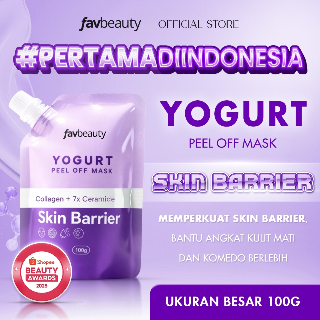 Fav Beauty Yogurt Peel Off Mask 100 gr - Skin Barrier With Collagen + 7x Ceramide | Masker Wajah Men
