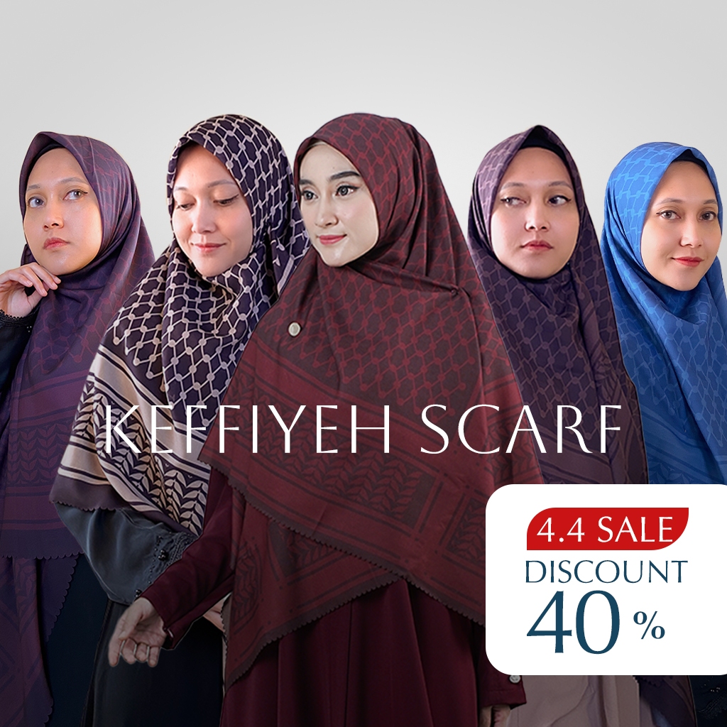 ARKAFF - Keffiyeh Scarf Poly Cotton | Keffiyeh Palestina | Hijab Palestina | Jilbab Palestina