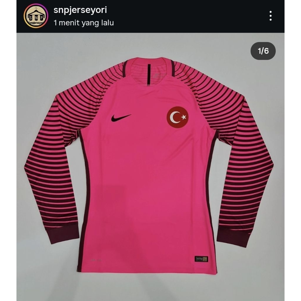 TURKI TURKEY 2016 2ND MATCH GOALKEEPER MEN'S DRI FIT FOOTBALL AUTHENTIC PLAYER ISSUE LONG SLEEVE JER