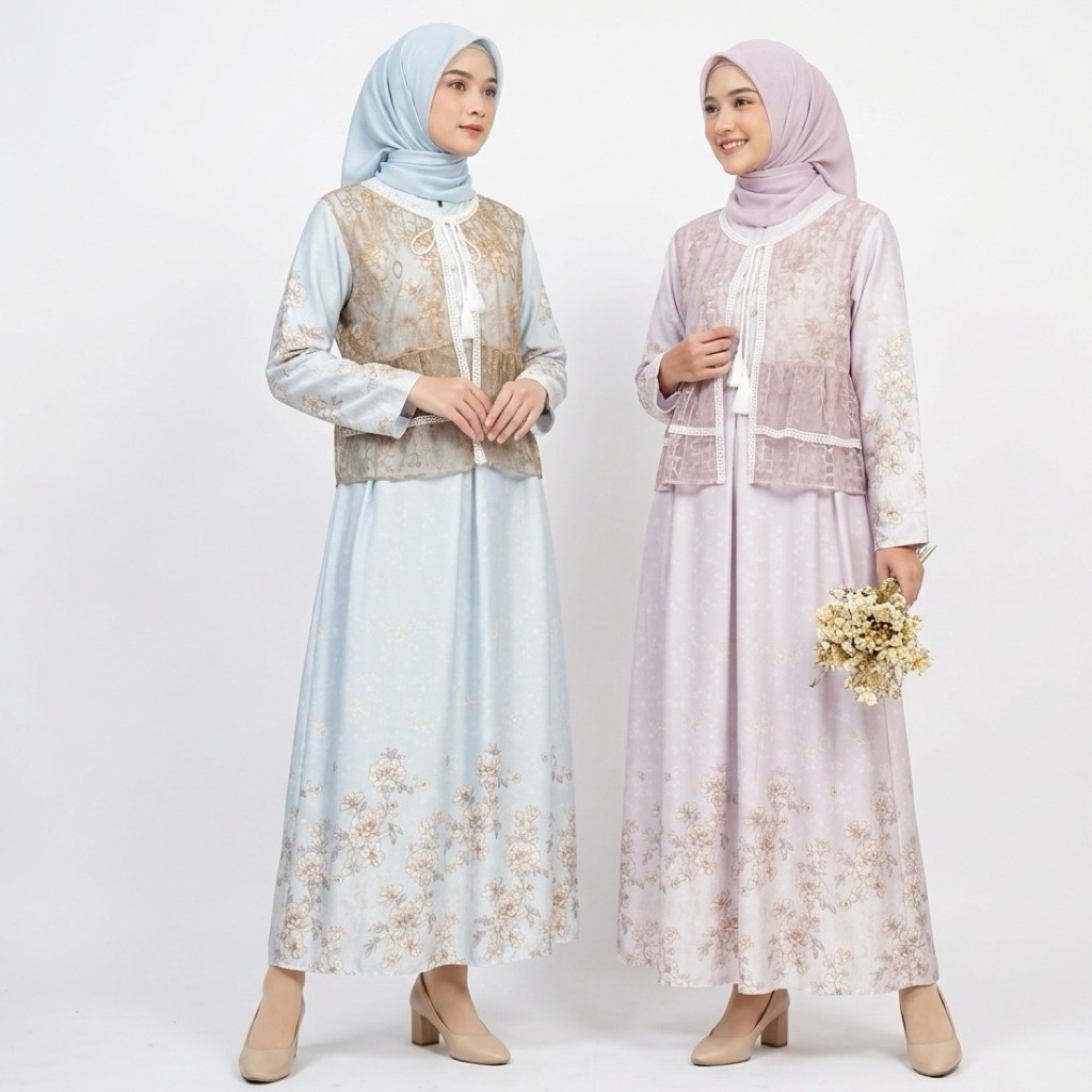 Gamis Brokat A-Line Wanita – Busui Friendly, Gamis Motif CLEOSA