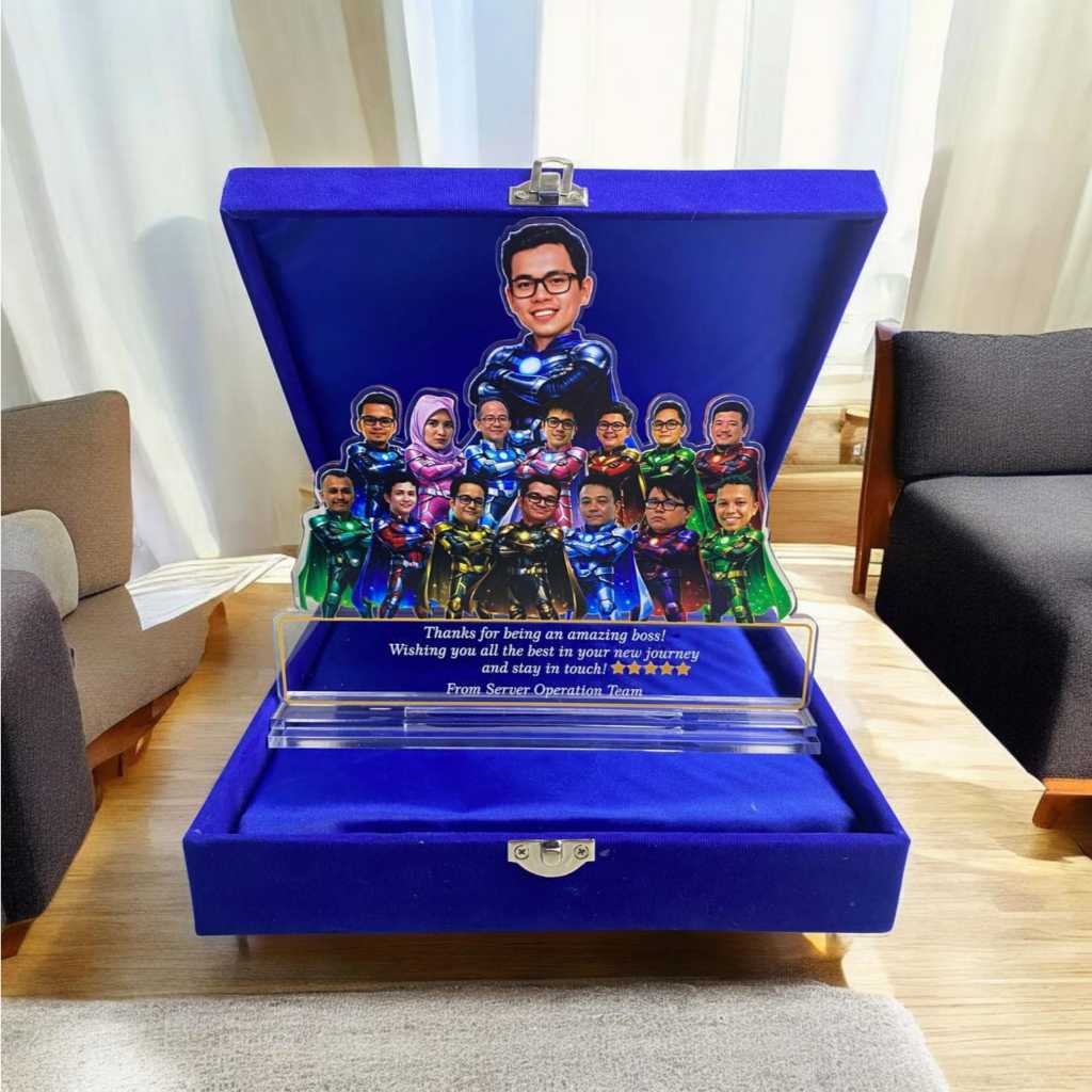 Plakat Akrilik Karikatur Custom 19 Wajah + Biaya Tambahan Wajah