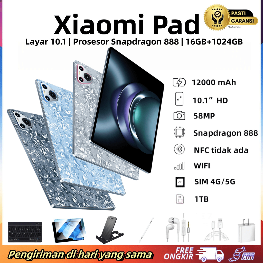Xiaomi Pad 5G Android Tablet 10.1" 16GB+1TB Snapdragon 888 Tablet Murah | 120Hz OLED FullView Layar 
