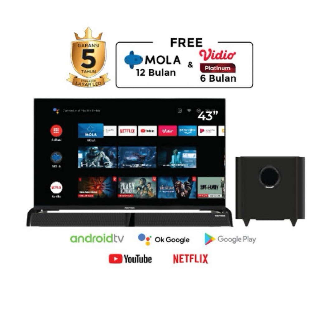 LED POLYTRON 43IN ANDROID TV Subwoofer