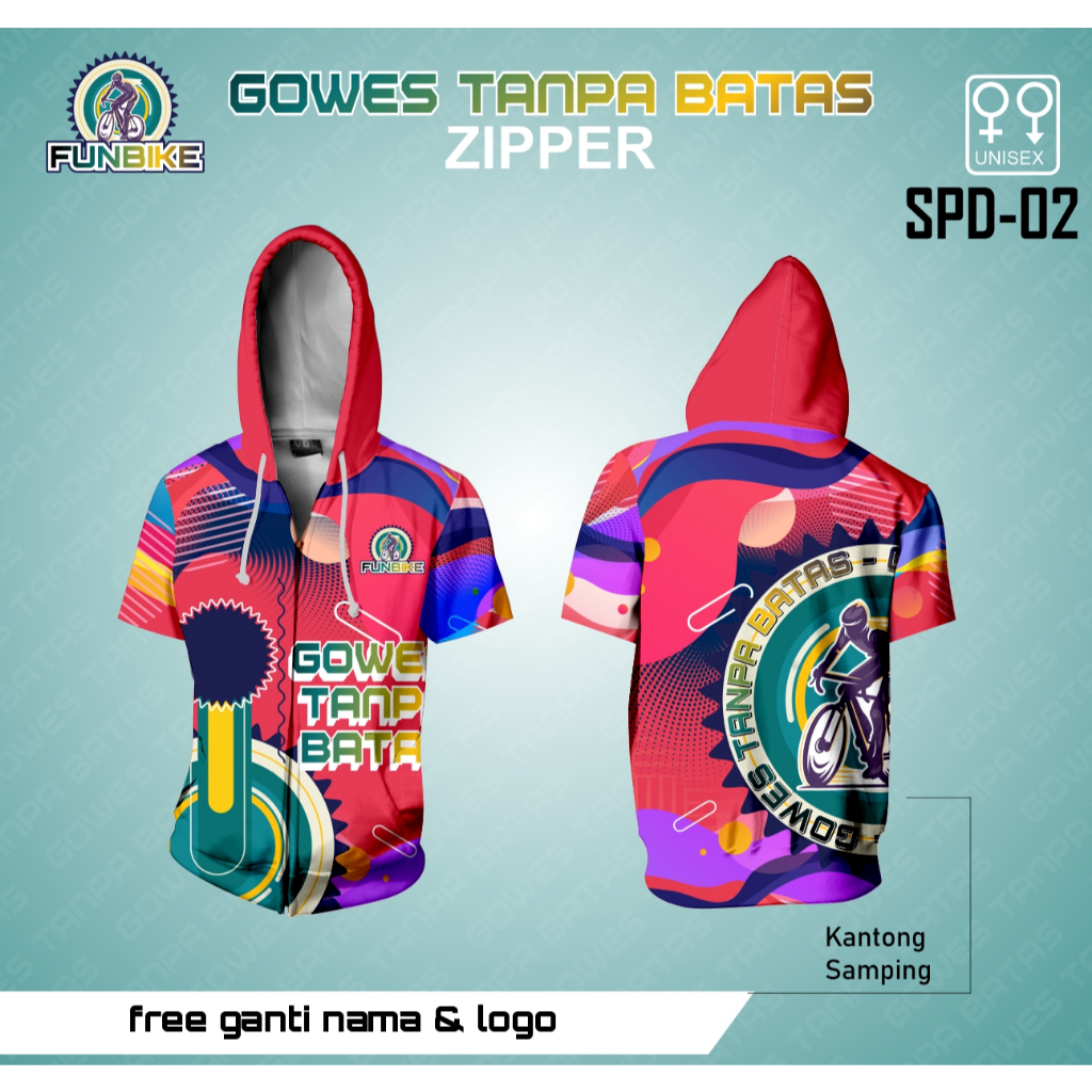 Hoodie Zipper Jaket Jersey Sepeda Kaos Jersey Gowes Tanpa Batas Custom