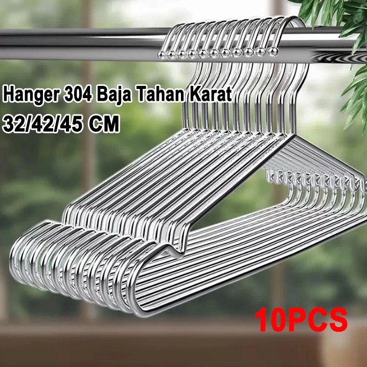 Olhome 3 mm Hanger Baju Stainless Tebal 3 mm Gantungan Baju 1 Paket 10 Buah