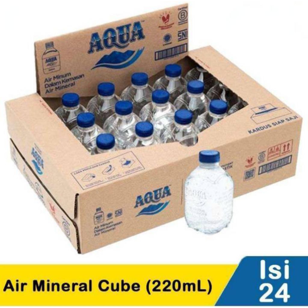 1 Dus Aqua 220ml - 24 Botol kecil, Praktis untuk Segala Kebutuhan
