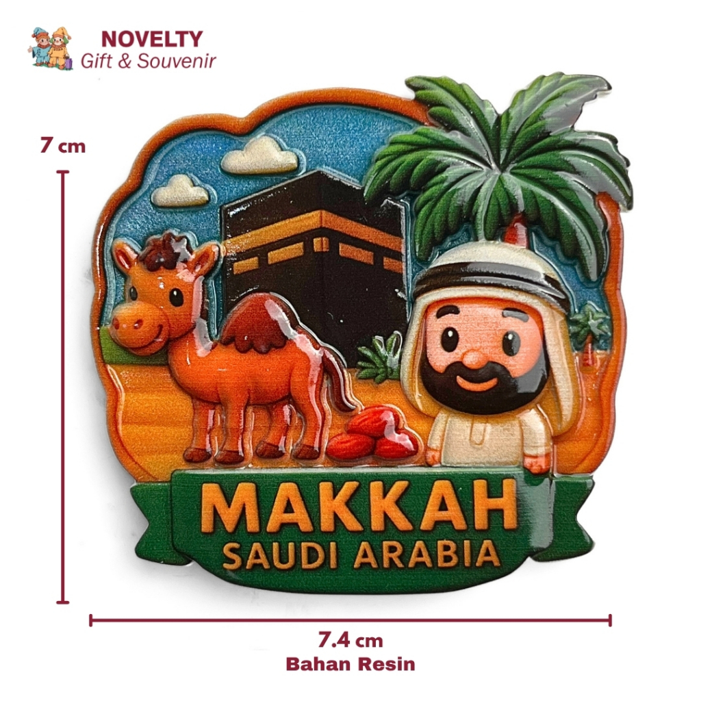 Souvenir Magnet Kulkas Mekkah Makkah Madinah Jeddah Riyadh Bahan Resinoleh oleh Negara Saudi Arabia