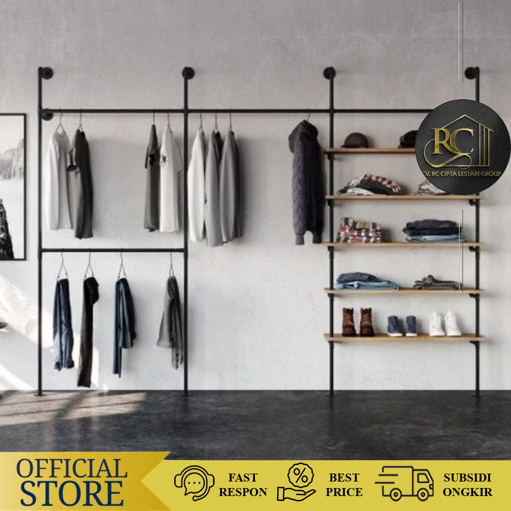 Rak Baju Dinding | Display Distro | Display Boutique | Toko Baju