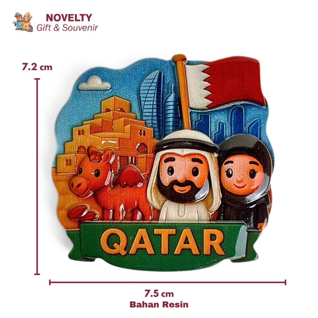 Magnet Kulkas QATAR Bahan Resin Souvenir Oleh oleh Qatar Negara Timur Tengah