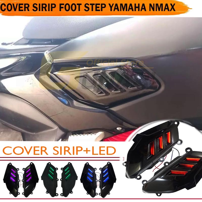 Cover Body Samping NMAX Sirip Hiu + Lampu LED Yamaha NMAX OLD 2014-2019 Tutup Atas Footstep Hitam