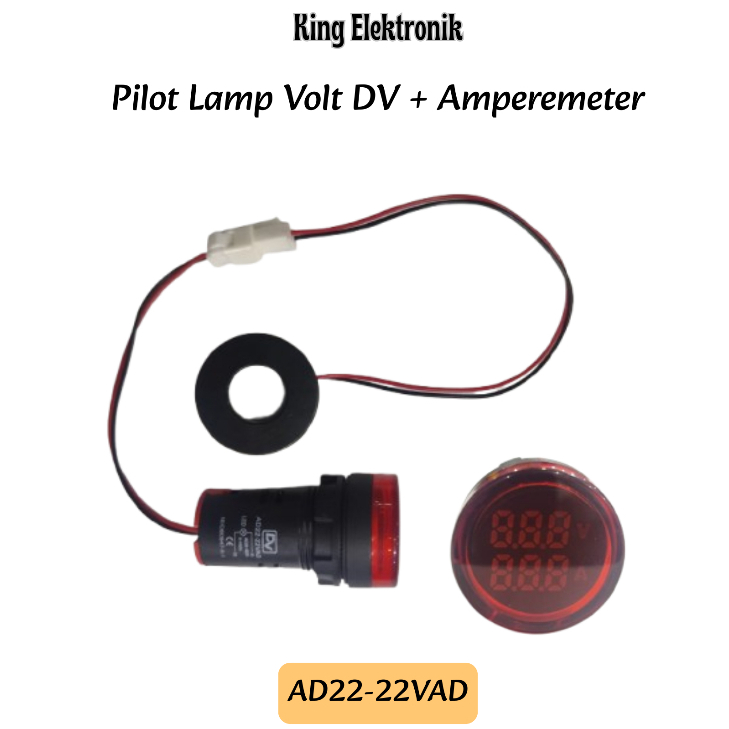 AD22 22VAD Pilot Lamp + Volt + Ampere Meter / Lampu Indikator Panel LED Digital DV