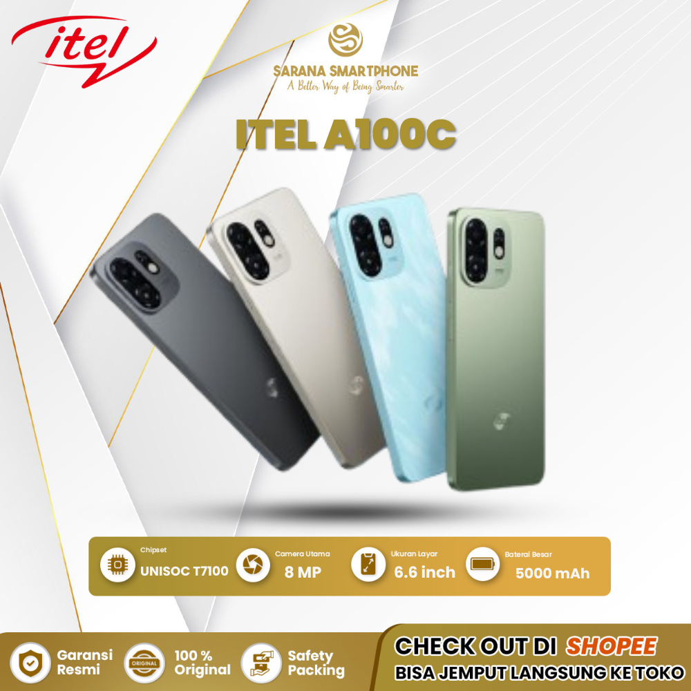 Itel A100C 4/64GB HP Satu Jutaan Layar 6.6 inci, UNISOC T7100, Kamera Utama  8 MP, 5000 mAh