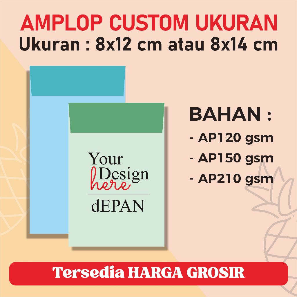 Amplop Custom 8x12 atau 8x14 cm | Amplop ArtPaper Glossy Custom Design Suka Suka | Cetak Amplop Desa