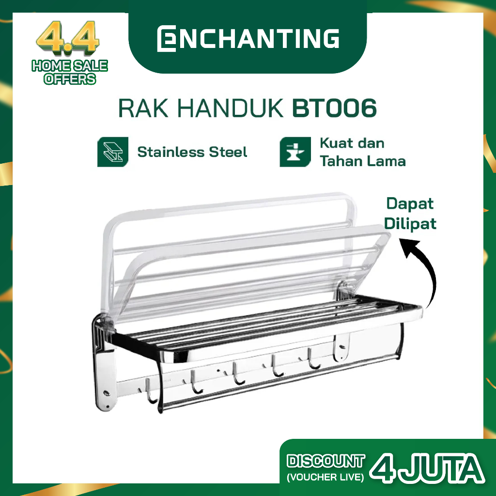 Rak Handuk Lipat Kamar Mandi Europe Enchanting BT006 Stainless Anti Karat